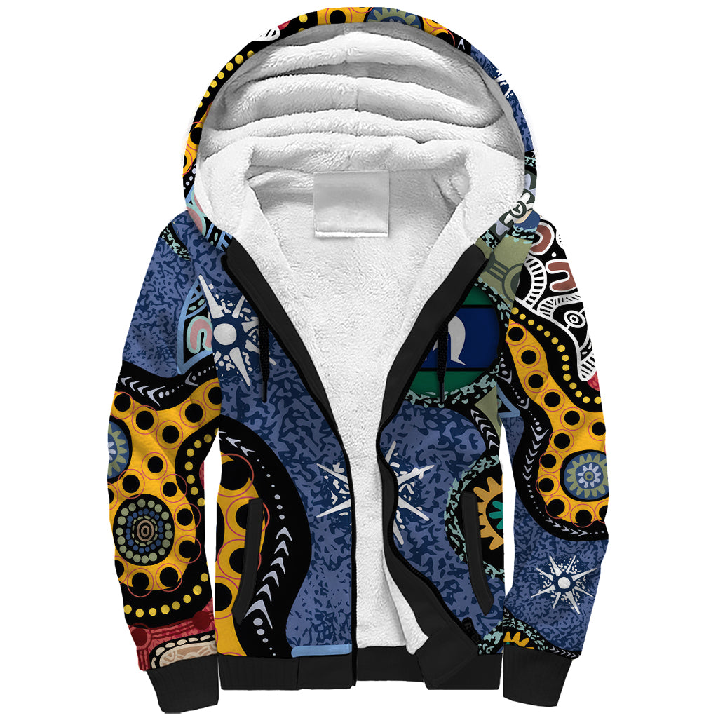 Torest Trait Islands Mix Aboriginal Pattern Sherpa Hoodie