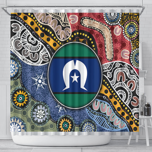 Torest Trait Islands Mix Aboriginal Pattern Shower Curtain
