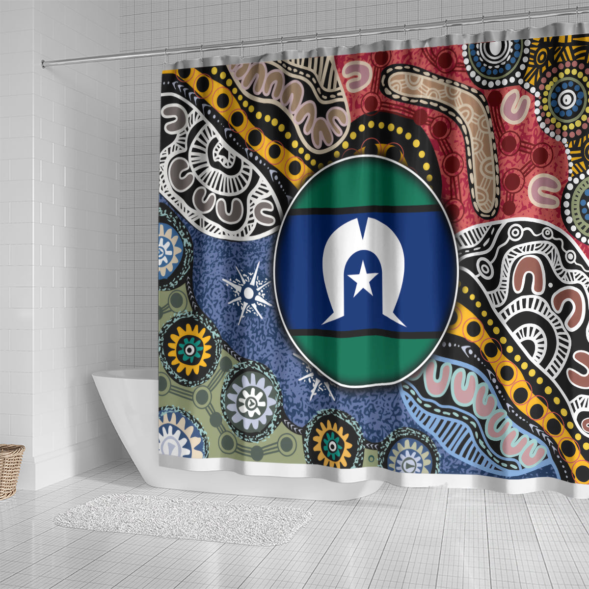Torest Trait Islands Mix Aboriginal Pattern Shower Curtain
