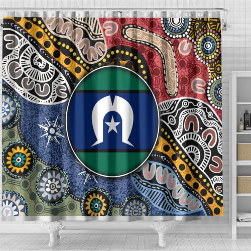 Torest Trait Islands Mix Aboriginal Pattern Shower Curtain