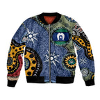 Torest Trait Islands Mix Aboriginal Pattern Sleeve Zip Bomber Jacket