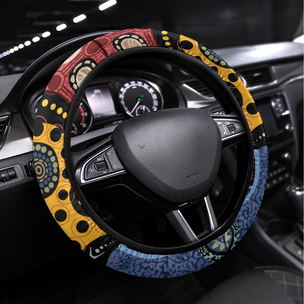 Torest Trait Islands Mix Aboriginal Pattern Steering Wheel Cover