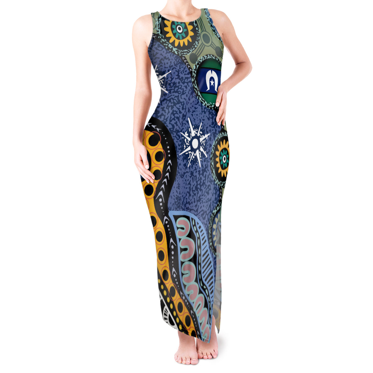 Torest Trait Islands Mix Aboriginal Pattern Tank Maxi Dress