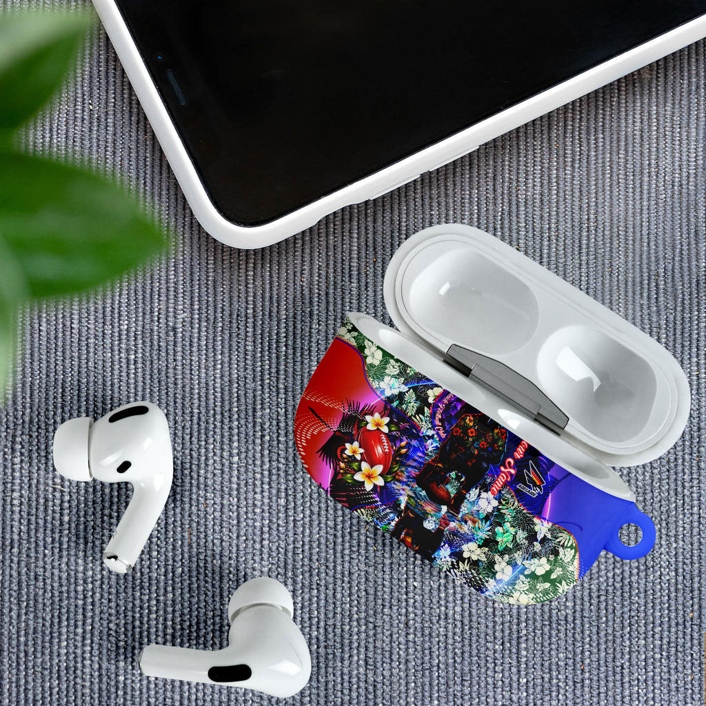Personalized Adelaide Crow Football AirPods Case Tropical Hibiscus Flowers - Pacific Fusion Style