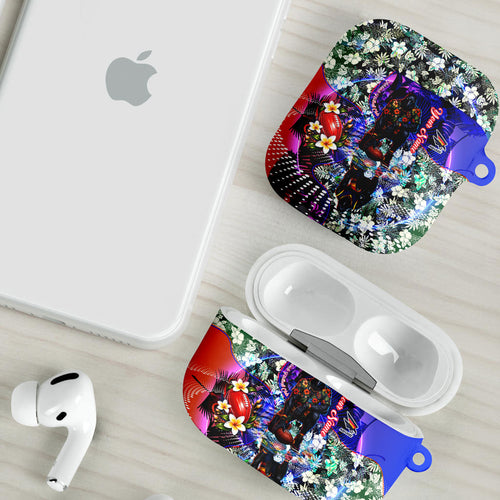 Personalized Adelaide Crow Football AirPods Case Tropical Hibiscus Flowers - Pacific Fusion Style