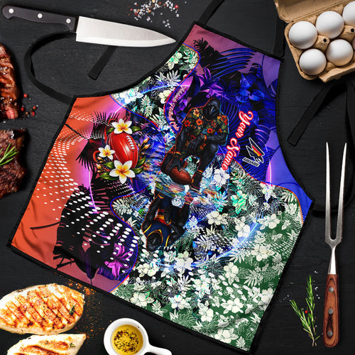 Personalized Adelaide Crow Football Apron Tropical Hibiscus Flowers - Pacific Fusion Style