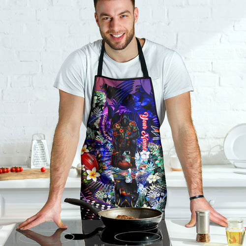 Personalized Adelaide Crow Football Apron Tropical Hibiscus Flowers - Pacific Fusion Style