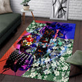 Personalized Adelaide Crow Football Area Rug Tropical Hibiscus Flowers - Pacific Fusion Style