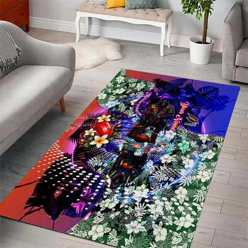 Personalized Adelaide Crow Football Area Rug Tropical Hibiscus Flowers - Pacific Fusion Style