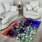Personalized Adelaide Crow Football Area Rug Tropical Hibiscus Flowers - Pacific Fusion Style