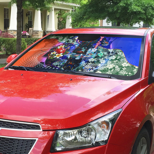 Personalized Adelaide Crow Football Auto Sun Shade Tropical Hibiscus Flowers - Pacific Fusion Style