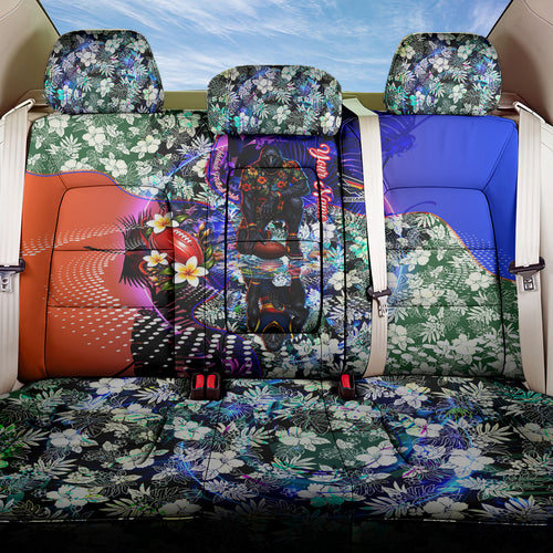 Personalized Adelaide Crow Football Back Car Seat Cover Tropical Hibiscus Flowers - Pacific Fusion Style