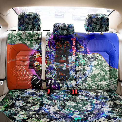 Personalized Adelaide Crow Football Back Car Seat Cover Tropical Hibiscus Flowers - Pacific Fusion Style