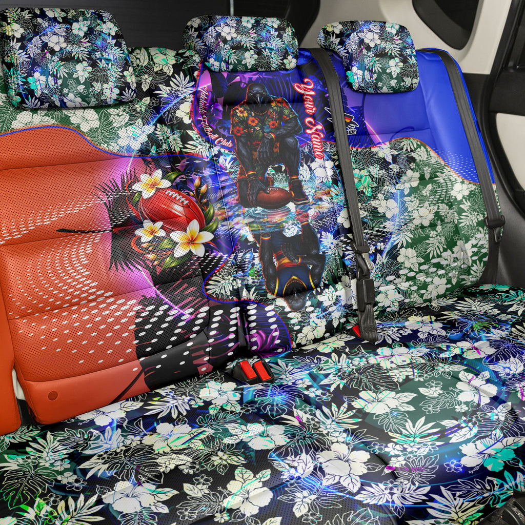 Personalized Adelaide Crow Football Back Car Seat Cover Tropical Hibiscus Flowers - Pacific Fusion Style