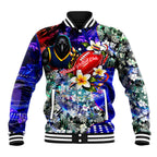 Personalized Adelaide Crow Football Baseball Jacket Tropical Hibiscus Flowers - Pacific Fusion Style