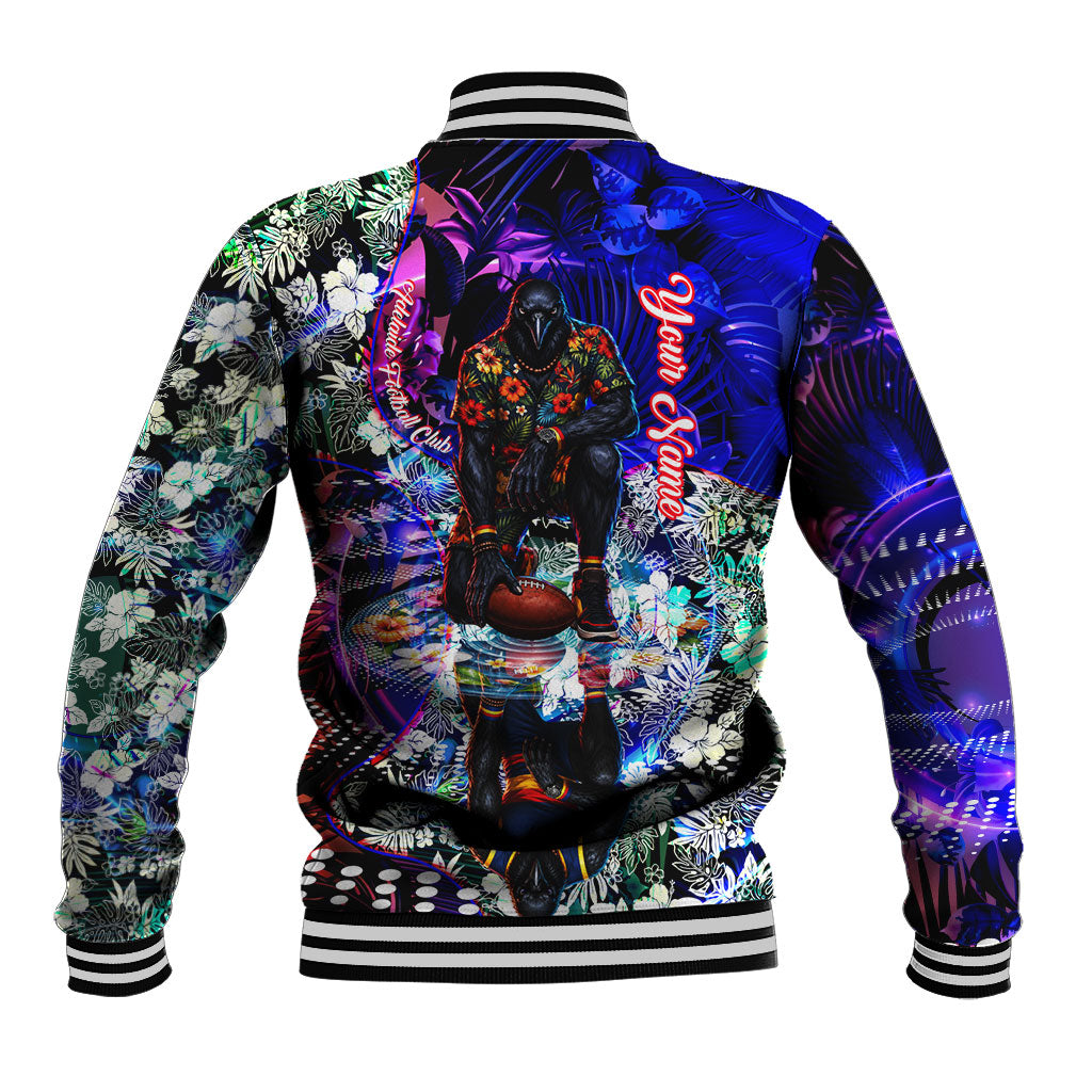 Personalized Adelaide Crow Football Baseball Jacket Tropical Hibiscus Flowers - Pacific Fusion Style