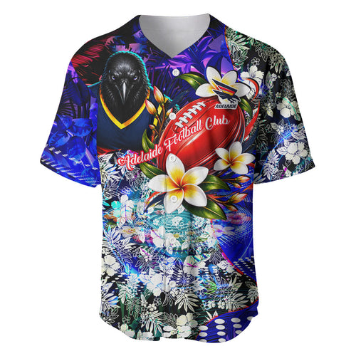 Personalized Adelaide Crow Football Baseball Jersey Tropical Hibiscus Flowers - Pacific Fusion Style