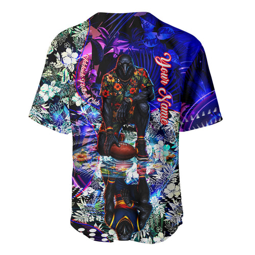 Personalized Adelaide Crow Football Baseball Jersey Tropical Hibiscus Flowers - Pacific Fusion Style