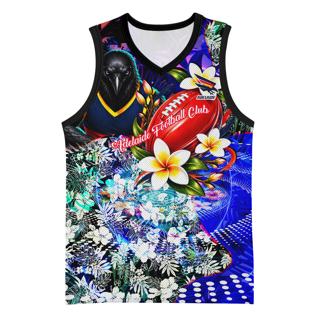 Personalized Adelaide Crow Football Basketball Jersey Tropical Hibiscus Flowers - Pacific Fusion Style