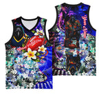 Personalized Adelaide Crow Football Basketball Jersey Tropical Hibiscus Flowers - Pacific Fusion Style