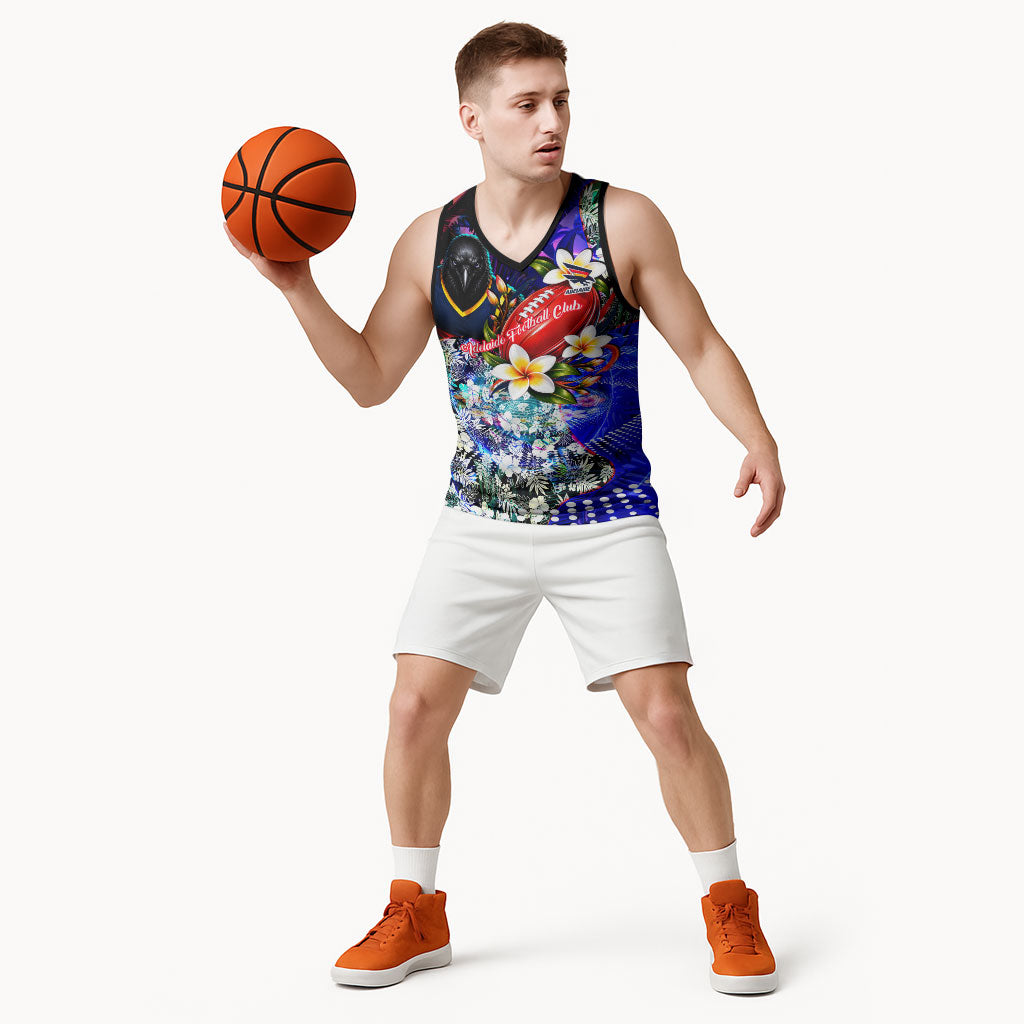 Personalized Adelaide Crow Football Basketball Jersey Tropical Hibiscus Flowers - Pacific Fusion Style