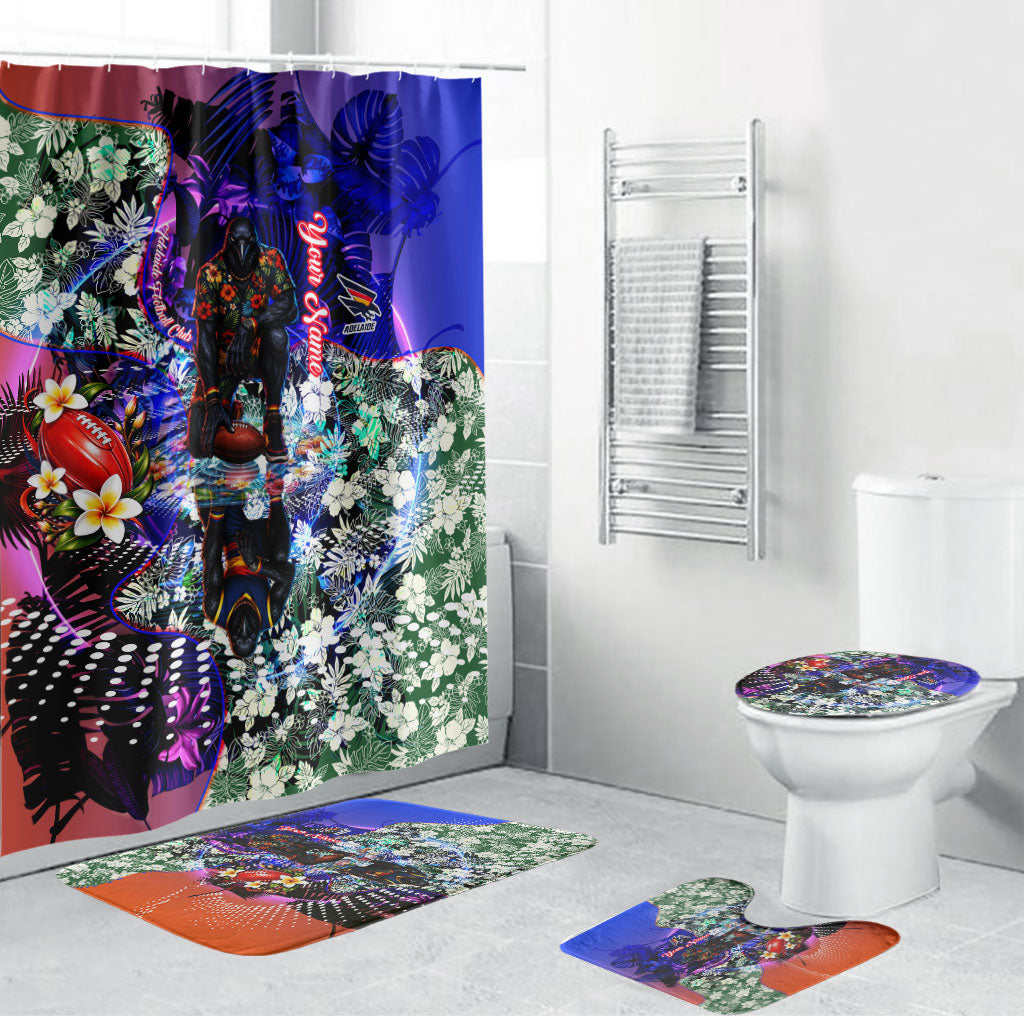 Personalized Adelaide Crow Football Bathroom Set Tropical Hibiscus Flowers - Pacific Fusion Style