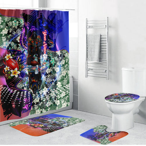 Personalized Adelaide Crow Football Bathroom Set Tropical Hibiscus Flowers - Pacific Fusion Style