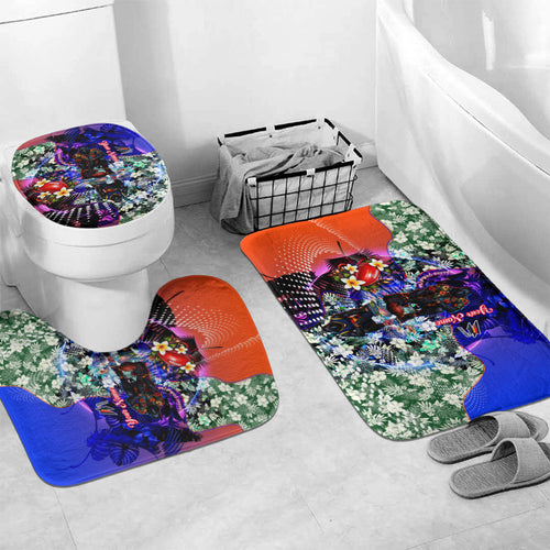 Personalized Adelaide Crow Football Bathroom Set Tropical Hibiscus Flowers - Pacific Fusion Style