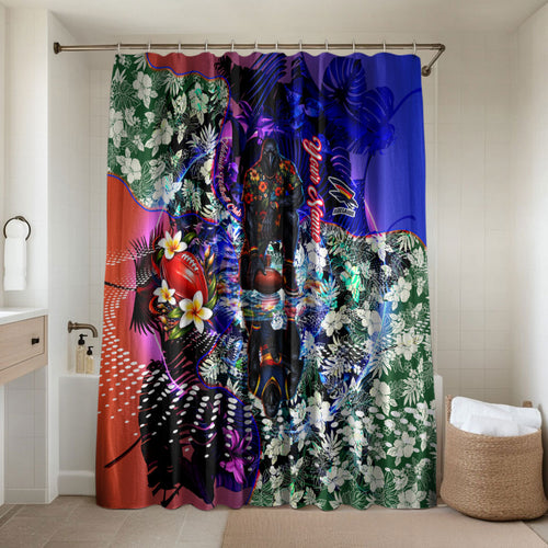 Personalized Adelaide Crow Football Bathroom Set Tropical Hibiscus Flowers - Pacific Fusion Style