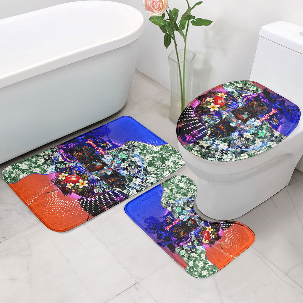 Personalized Adelaide Crow Football Bathroom Set Tropical Hibiscus Flowers - Pacific Fusion Style