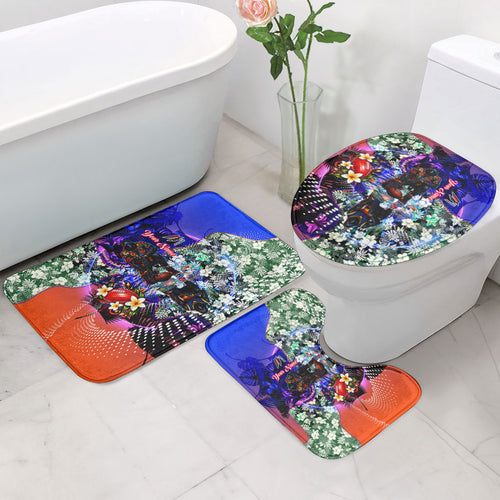 Personalized Adelaide Crow Football Bathroom Set Tropical Hibiscus Flowers - Pacific Fusion Style