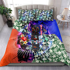 Personalized Adelaide Crow Football Bedding Set Tropical Hibiscus Flowers - Pacific Fusion Style