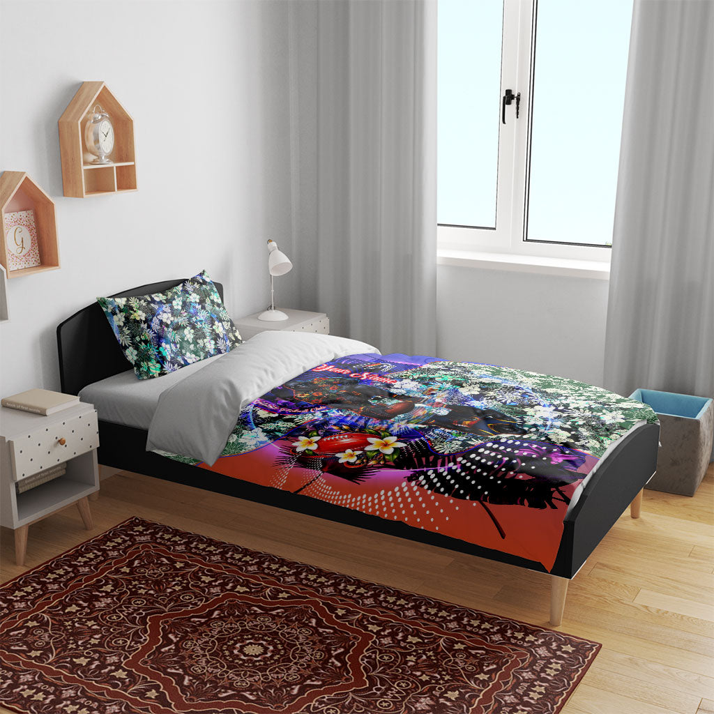 Personalized Adelaide Crow Football Bedding Set Tropical Hibiscus Flowers - Pacific Fusion Style
