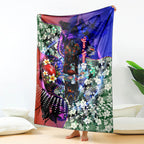 Personalized Adelaide Crow Football Blanket Tropical Hibiscus Flowers - Pacific Fusion Style