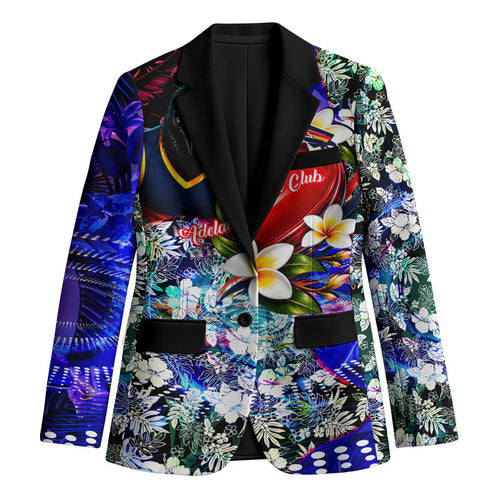 Personalized Adelaide Crow Football Blazer Tropical Hibiscus Flowers - Pacific Fusion Style