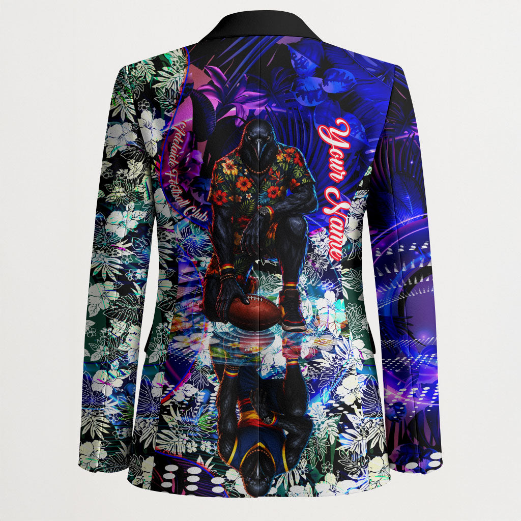 Personalized Adelaide Crow Football Blazer Tropical Hibiscus Flowers - Pacific Fusion Style