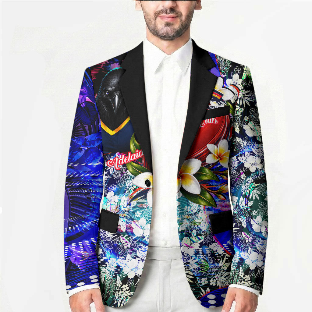 Personalized Adelaide Crow Football Blazer Tropical Hibiscus Flowers - Pacific Fusion Style
