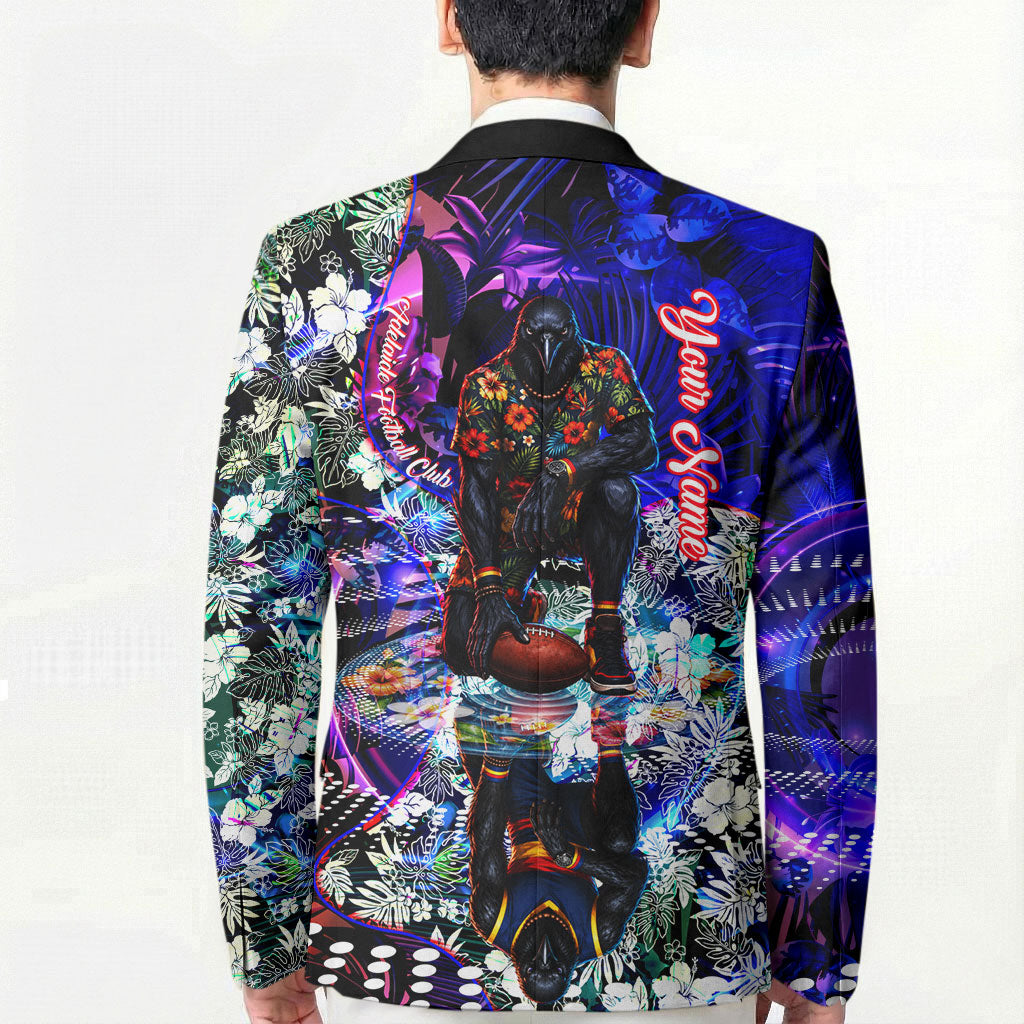 Personalized Adelaide Crow Football Blazer Tropical Hibiscus Flowers - Pacific Fusion Style