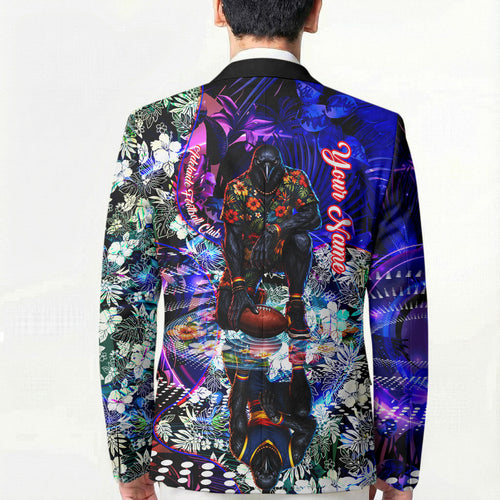 Personalized Adelaide Crow Football Blazer Tropical Hibiscus Flowers - Pacific Fusion Style