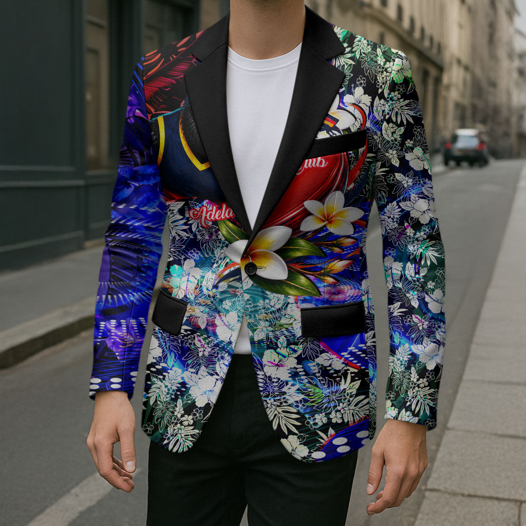 Personalized Adelaide Crow Football Blazer Tropical Hibiscus Flowers - Pacific Fusion Style