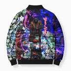 Personalized Adelaide Crow Football Bomber Puffer Jacket Tropical Hibiscus Flowers - Pacific Fusion Style