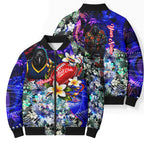 Personalized Adelaide Crow Football Bomber Puffer Jacket Tropical Hibiscus Flowers - Pacific Fusion Style