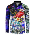 Personalized Adelaide Crow Football Button Sweatshirt Tropical Hibiscus Flowers - Pacific Fusion Style
