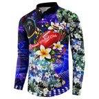 Personalized Adelaide Crow Football Button Sweatshirt Tropical Hibiscus Flowers - Pacific Fusion Style