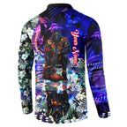 Personalized Adelaide Crow Football Button Sweatshirt Tropical Hibiscus Flowers - Pacific Fusion Style