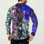 Personalized Adelaide Crow Football Button Sweatshirt Tropical Hibiscus Flowers - Pacific Fusion Style