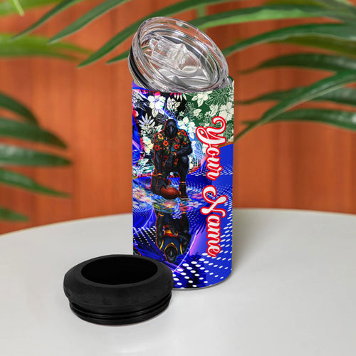 Personalized Adelaide Crow Football 4 in 1 Can Cooler Tumbler Tropical Hibiscus Flowers - Pacific Fusion Style