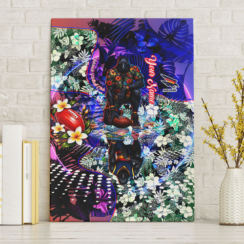 Personalized Adelaide Crow Football Canvas Wall Art Tropical Hibiscus Flowers - Pacific Fusion Style