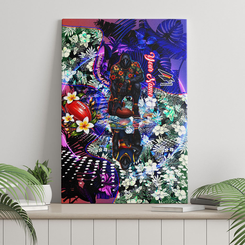 Personalized Adelaide Crow Football Canvas Wall Art Tropical Hibiscus Flowers - Pacific Fusion Style