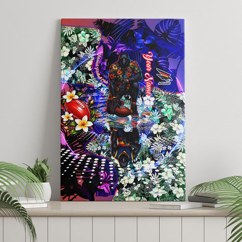 Personalized Adelaide Crow Football Canvas Wall Art Tropical Hibiscus Flowers - Pacific Fusion Style